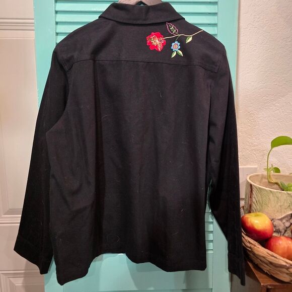 White Stag Black Jean Jacket with Floral Embroidery - Picture 2 of 4